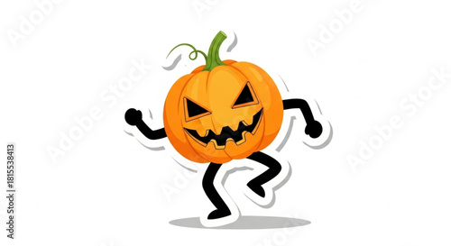 Dancing pumpkin character illustration ready for Halloween fun, offering a playful and spirited vibe for your festive designs and seasonal promotions