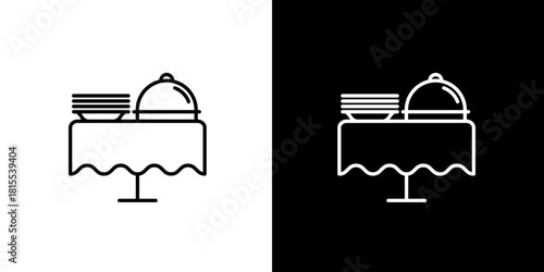 Elegant Catering Table Icon A Minimalist Design for Food Service and Events