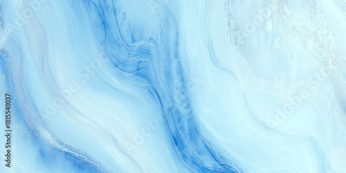 Abstract turquoise blue marble texture background with swirling ink and silver metallic veins for wall decor.