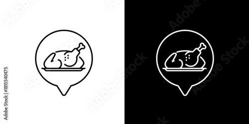 Roasted Chicken Icon Navigating Delicious Meals on Map for Food Lovers