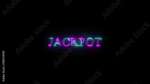 neon jackpot text icon animation on black background 4k video 