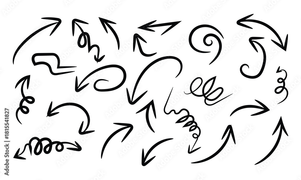 Obraz premium Hand drawn arrows set isolated on for graphic design use