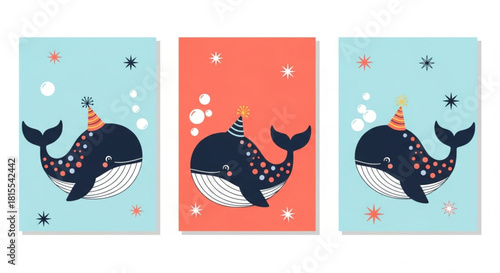 Celebrate with festive whale art prints for nurseries and playful kids' rooms, these adorable ocean themed decorations bring joy to any space