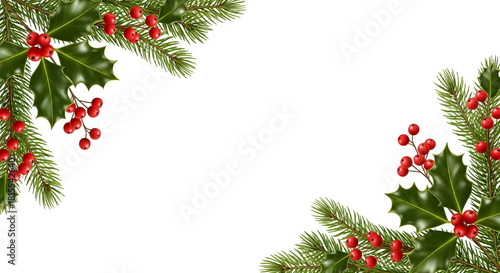 Christmas botanical corner arrangement isolated on transparent background