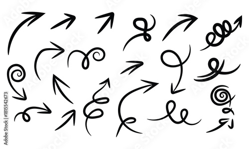 Hand drawn arrow collection isolated on for design element