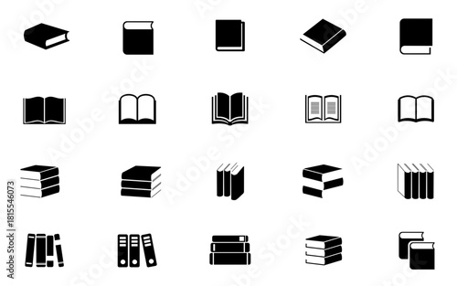 Books and Publications Icon Set, Education, Reading, Library Material Symbols Vector Collection
