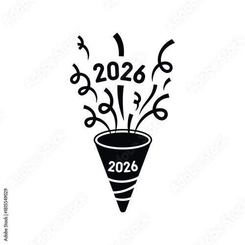 2026 new year s eve confetti popper celebration vector illustration
