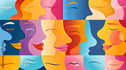 abstract UI overlays shaped like emotions joy, fear, calm render