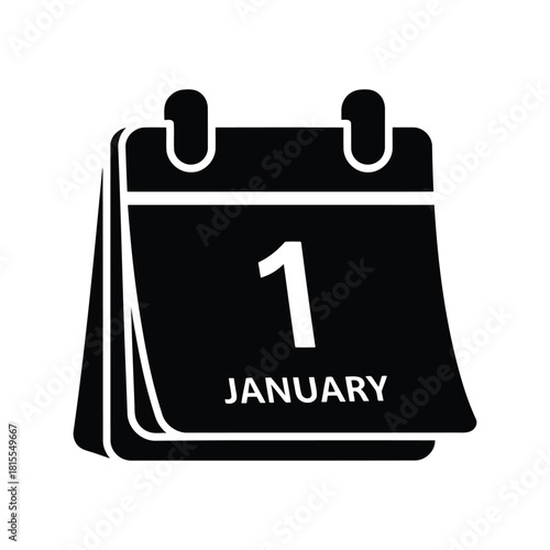 January 1st calendar page icon new year s day date symbol isolated vector graphic