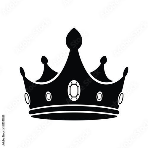 Royal black crown illustration regal king queen symbol monarchy emblem luxury jewel headwear isolated vector graphic