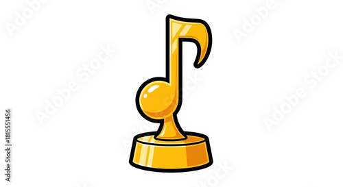 Golden Music Note Award Trophy Illustration for Achievements in Melody