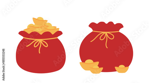 Set of Chinese New Year Money Pocket Vector.
Red Gold Money Bag For Chinese New Year Decorations Vector.
Chinese new year red lucky bag Vector.
White Background .