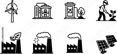 Clean Energy vs. Pollution Graphic Set