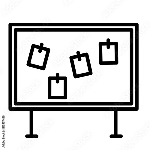 Mood Board and Sticky Notes Line Icon: Brainstorming