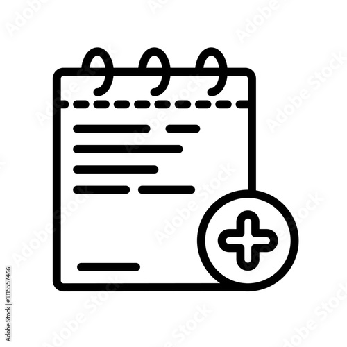 Add New Document with Plus Sign Line Icon: Creation and Registration