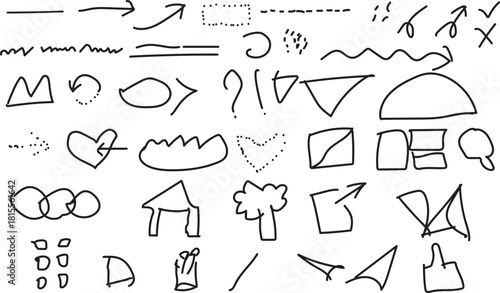 Hand drawn doodle elements sketchy vector illustration set