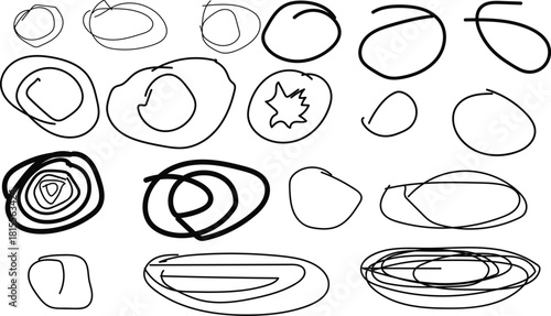 Abstract hand drawn circles and ellipses doodle collection