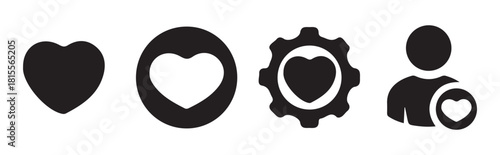 Heart icon collection flat vector, minimalist love symbols for user interface and web design