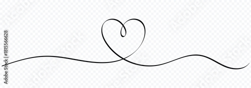 Heart line drawing ribbon in vector doodle sketch. Wedding, Valentine day love heart scribble line background. Heart continuous single line drawing on white background. 3d abstract lines hand drawn. 