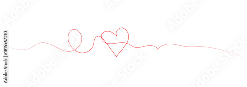 hand drawn line drawing of an abstract love heart. Large heart forming a wavy line in one line art style. Symbol of love with editable black stroke on white background. Vector illustration. Decorative
