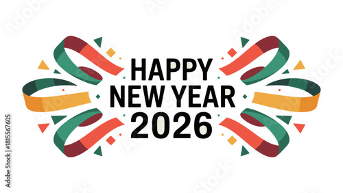 New Year 2026 Celebration: Vibrant design of Happy New Year 2026, perfect for festive greetings and holiday wishes, embodying fresh starts, new beginnings, and cheerful optimism for the upcoming year.