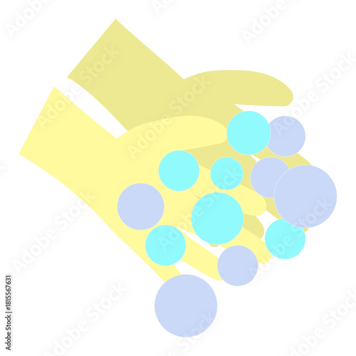 石鹸の泡で手を洗う様子を表現したシンプルなイラスト