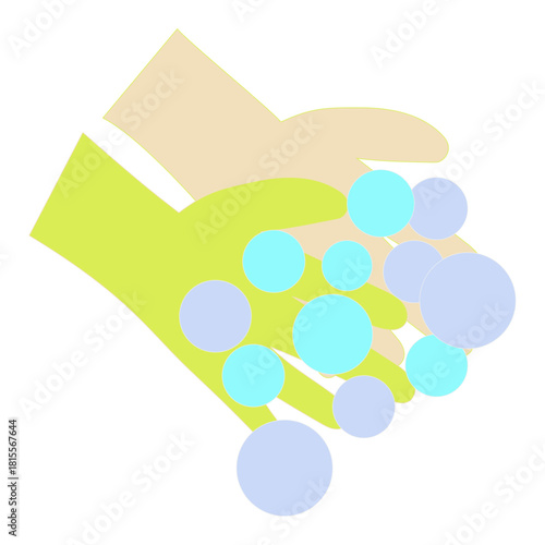 石鹸の泡で手を洗う様子を表現したシンプルなイラスト