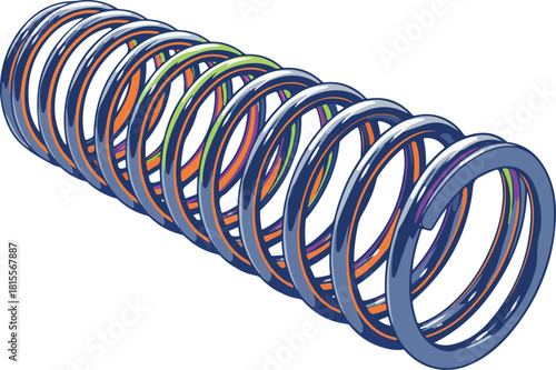 Close up of helical spring vector illustration