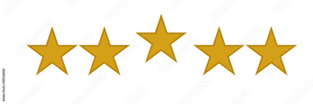 Obraz premium Rating Icon with Five Gold Stars in Row