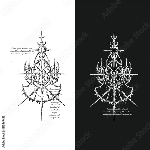 Tribal Goth Sigils – Neo Cyber Geometry Monochrome Hand drawn