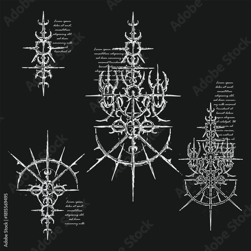 Cybersigilism Sacred Geometric Glyphs – Futuristic Abstract Symbolic Line Art