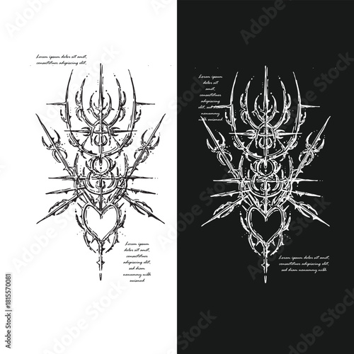 Gothic Y2K Love Sigils – Tribal Futuristic Cybersigilism Heart Emblems