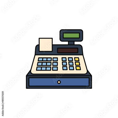 Colorful Cash Register Icon for Finance and Retail