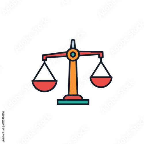 Colorful Justice Scales Icon for Legal, Law, and Balance Concepts