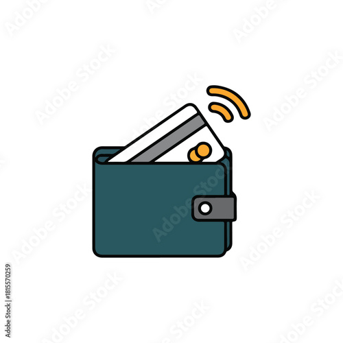 Contactless Payment Wallet and Credit Card Icon Illustration