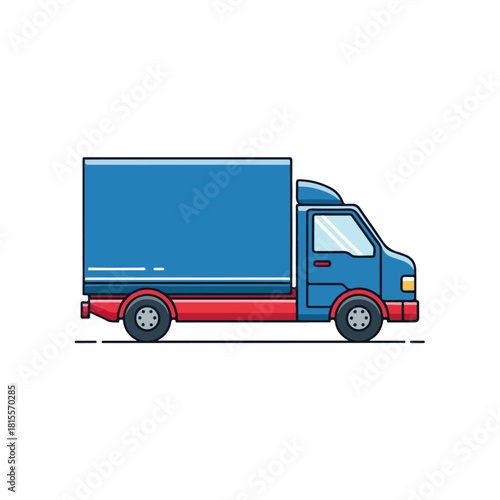 Delivery Truck Illustration Blue and Red Cargo Van Design