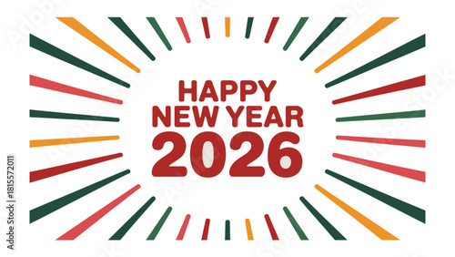 New Year 2026 Celebration: A vibrant and colorful design, radiates joy and anticipation for the arrival of the new year 2026. This festive graphic is ideal for greetings.