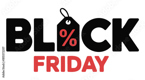 Black Friday sale promotional marketing event with discount tag vector illustration for advertising and retail campaigns