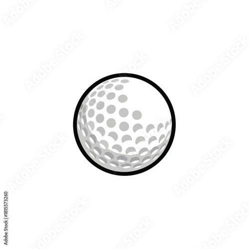 Golf Ball with Black Outline and Dimple Pattern on White Background