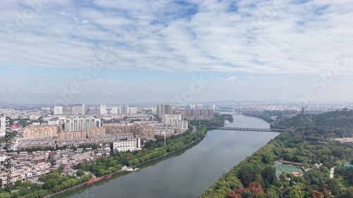 Wallpaper Mural Aerial view of the urban landscape of Linqu, Shandong, China Torontodigital.ca