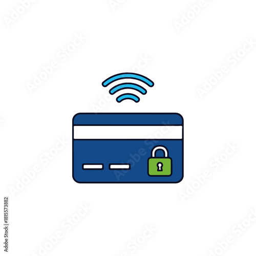 Secure Contactless Payment Credit Card with Padlock and Wifi