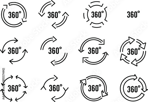 360 Degree View Icons Vector Set