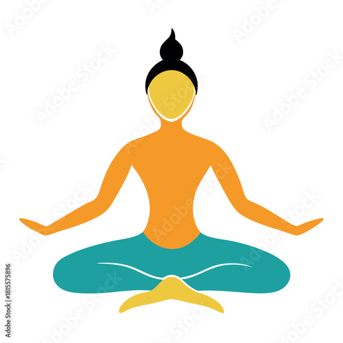 Meditation and Yoga Lotus Pose (Padmasana): Person Relaxing in Abstract Style Vector Icon