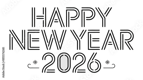 New Year 2026: A Festive Typography: A clean, modern typography design announces the arrival of the New Year, creating a sense of anticipation and hope for the year 2026. 