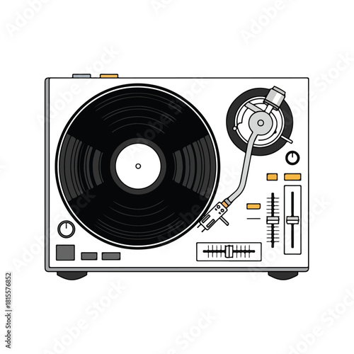 Minimalist Turntable Illustration for Music, DJ, and Audio Projects