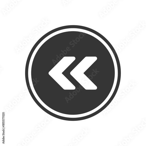 Backward Arrows in Circle Icon for Web Design