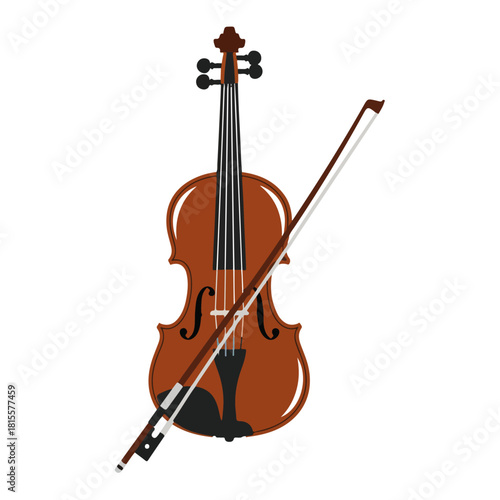 Violin and Bow Illustration on White Background for Music Concepts