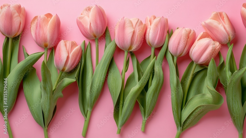 Fototapeta premium Gentle arrangement of pastel pink tulips radiating subtle elegance and charm