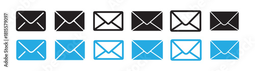 Email message envelope vector set for mail communications, contact, and newsletter sending icon