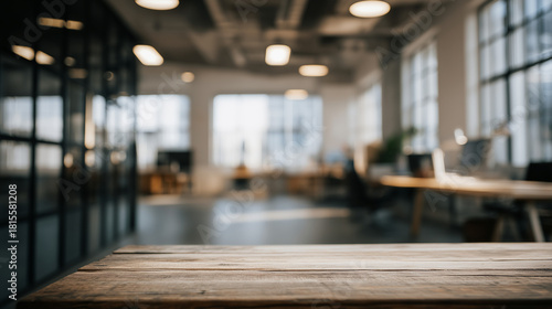Wallpaper Mural normalizing. Minimalist office interior with dark wood accents and clean lines in natural ambient light. real-estate listings. Torontodigital.ca